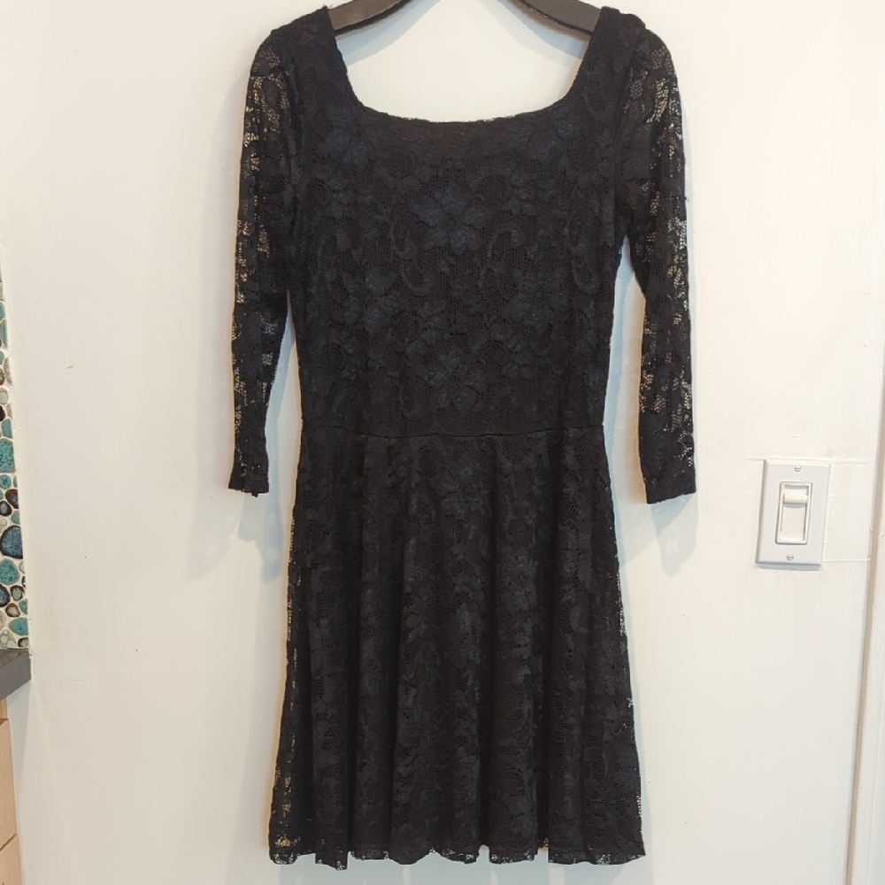 Stetson Black Lace Long Sleeve Dress